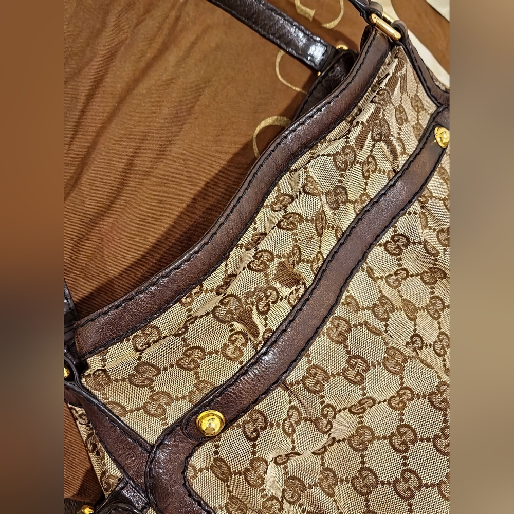 GUCCI Jockey Tote - Canvas with gold hardware - Pre-owned - Picture 11 of 17